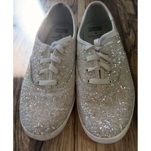 Bride Keds Kate Spade New York Women Ivory Glitter Sneaker Sz 7.5 Mint condition